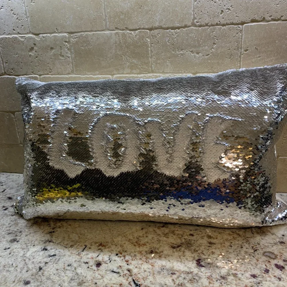 Pier 1 Reversible Sequin Pillow Silver